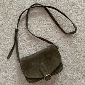 Vintage Suede Club Monaco Bag in Olive Green
